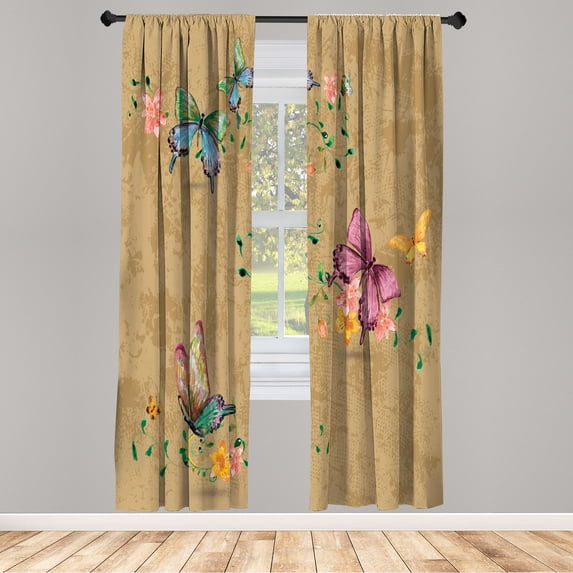 Ambesonne Curtains, Pair of 28"x63", Sand Brown