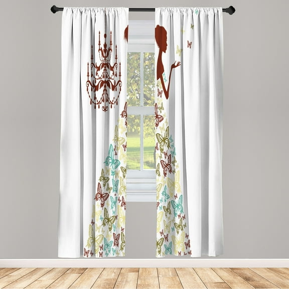 Ambesonne Curtains, Pair of 28"x63", Seafoam Ecru