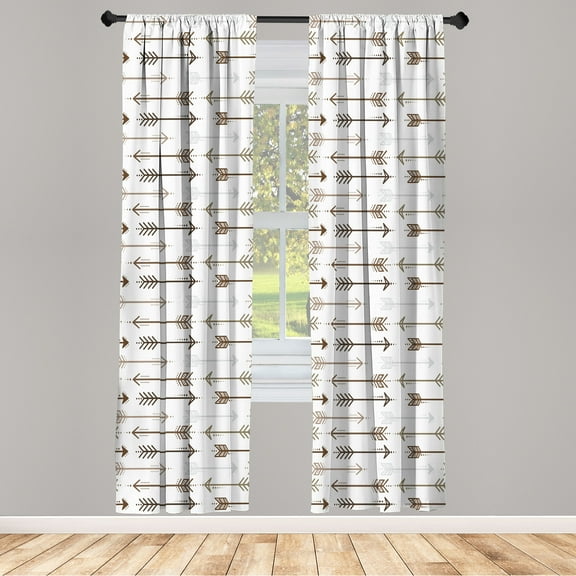 Ambesonne Curtains, Pair of 28"x63", Taupe Brown and Grey