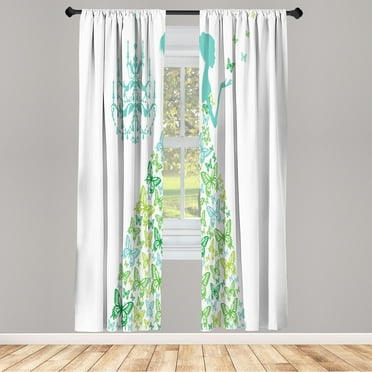 Ambesonne Curtains, Pair of 28"x63", Turquoise Green
