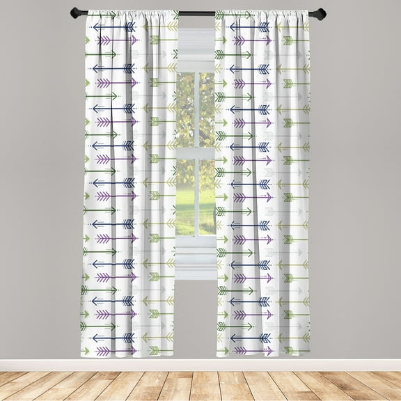 Ambesonne Curtains, Pair of 28"x63", Violet and Laurel Green