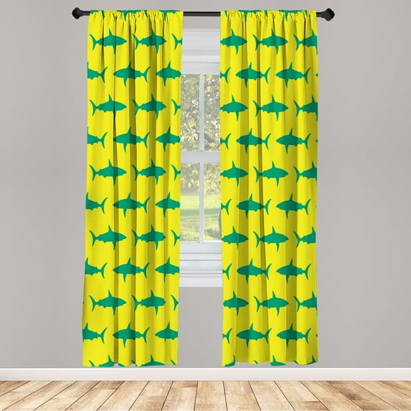 Ambesonne Curtains, Pair of 28"x63", Yellow Green and Teal