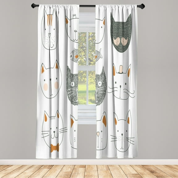 Ambesonne Curtains, Pair of 28"x84", Amber Dimgray