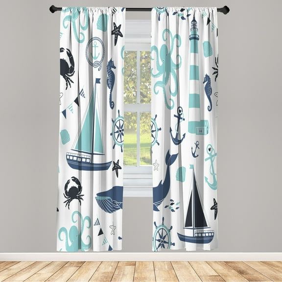 Ambesonne Curtains, Pair of 28"x84", Blue