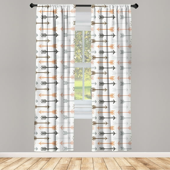Ambesonne Curtains, Pair of 28"x84", Brown and Multicolor