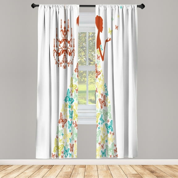 Ambesonne Curtains, Pair of 28"x84", Burnt Orange