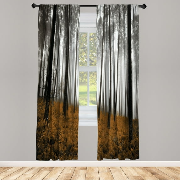 Ambesonne Curtains, Pair of 28"x84", Caramel Black