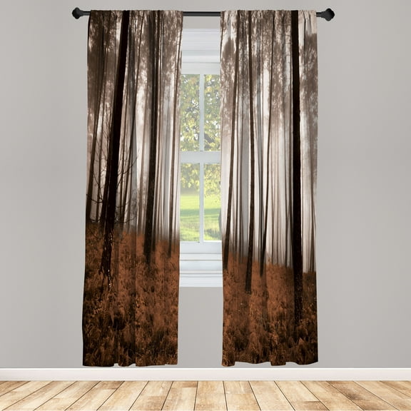 Ambesonne Curtains, Pair of 28"x84", Caramel Brown