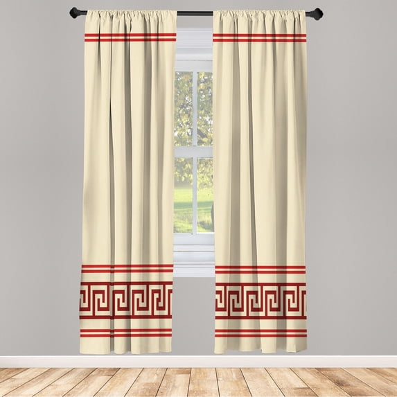 Ambesonne Curtains, Pair of 28"x84", Champagne Red and Burgundy