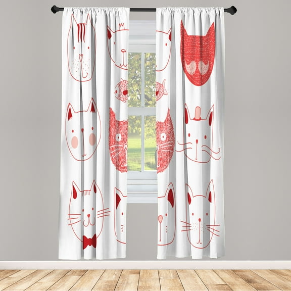 Ambesonne Curtains, Pair of 28"x84", Dark Coral
