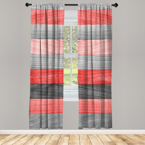 Ambesonne Curtains, Pair of 28"x84", Dark Coral