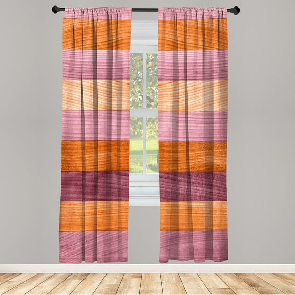 Ambesonne Curtains, Pair of 28"x84", Dark Orange