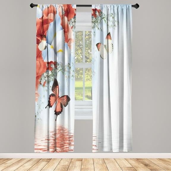 Ambesonne Curtains, Pair of 28"x84", Dark Peach