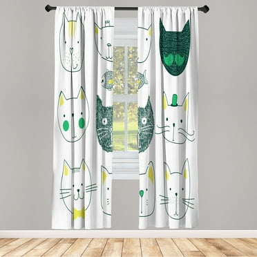 Ambesonne Curtains, Pair of 28"x84", Hunter Green