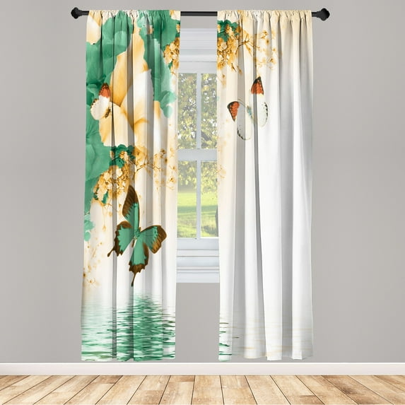 Ambesonne Curtains, Pair of 28"x84", Jade Green