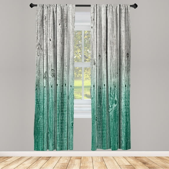 Ambesonne Curtains, Pair of 28"x84", Jade Green