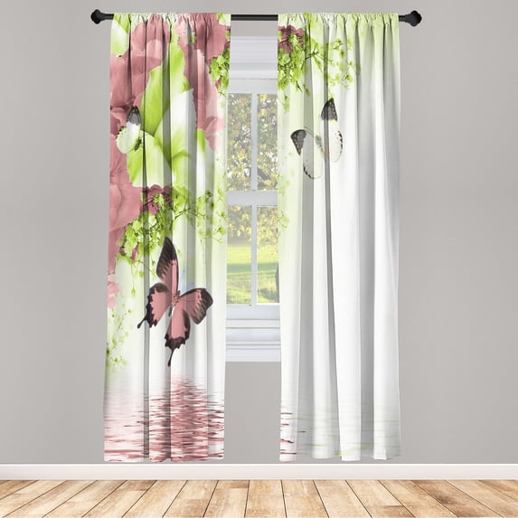Ambesonne Curtains, Pair of 28"x84", Lime Green