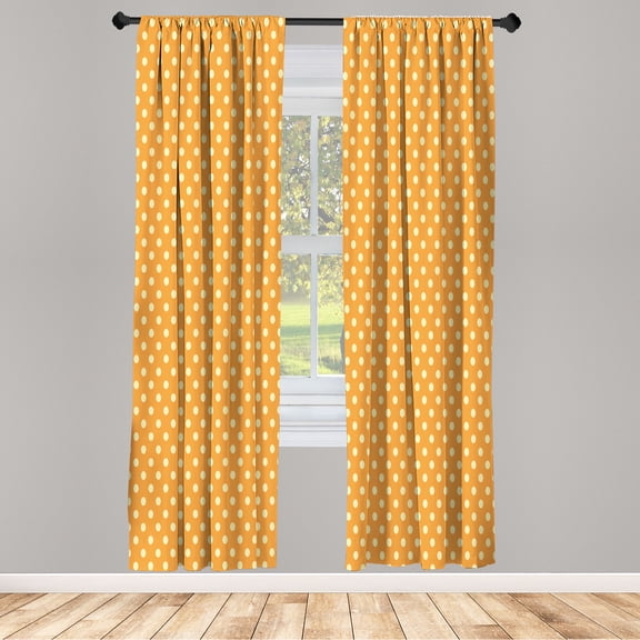 Ambesonne Curtains, Pair of 28"x84", Marigold Cream