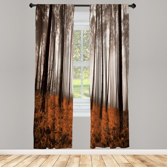 Ambesonne Curtains, Pair of 28"x84", Orange Brown