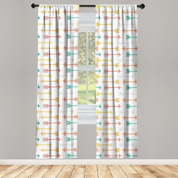 Ambesonne Curtains, Pair of 28"x84", Orange Pink and Seafoam