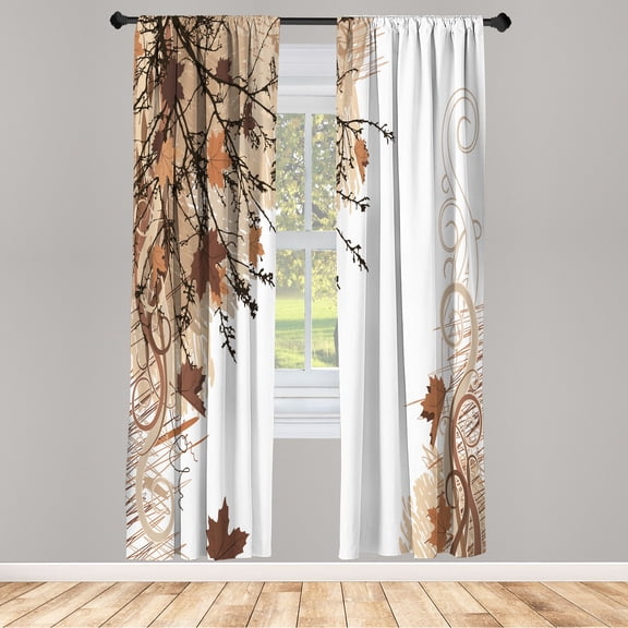 Ambesonne Curtains, Pair of 28"x84", Pale Brown