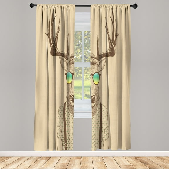 Ambesonne Curtains, Pair of 28"x84", Pale Camel