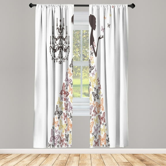 Ambesonne Curtains, Pair of 28"x84", Pale Sepia