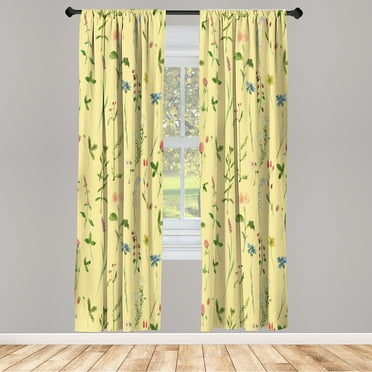 Ambesonne Curtains, Pair of 28"x84", Pale Yellow