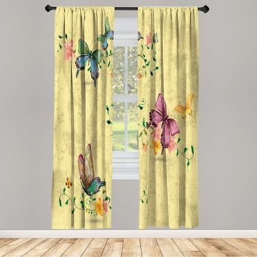 Ambesonne Curtains, Pair of 28"x84", Pale Yellow