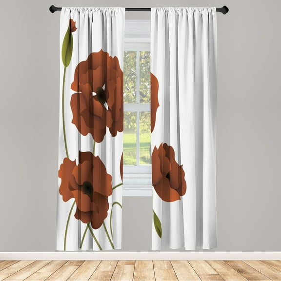 Ambesonne Curtains, Pair of 28"x84", Paprika Ivory