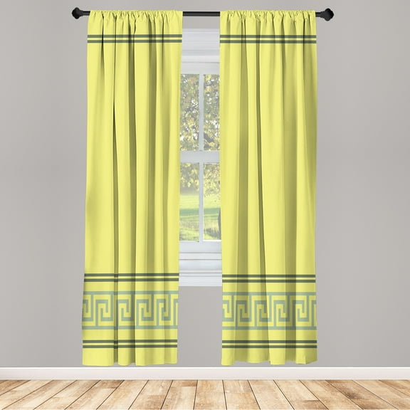 Ambesonne Curtains, Pair of 28"x84", Pastel Green and Grey