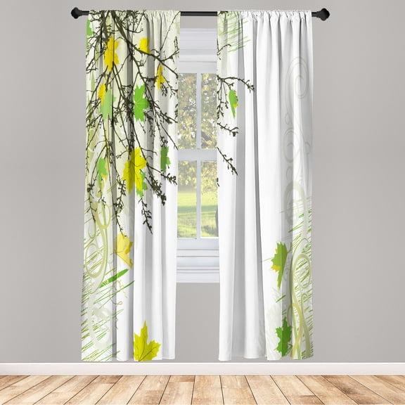Ambesonne Curtains, Pair of 28"x84", Pastel Yellow