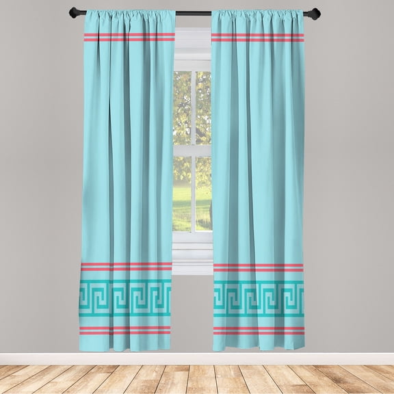 Ambesonne Curtains, Pair of 28"x84", Pink Blue and Seafoam