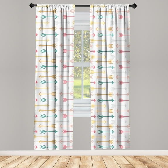 Ambesonne Curtains, Pair of 28"x84", Pink Teal and Mustard
