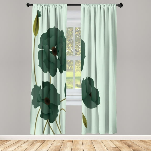 Ambesonne Curtains, Pair of 28"x84", Reseda Green