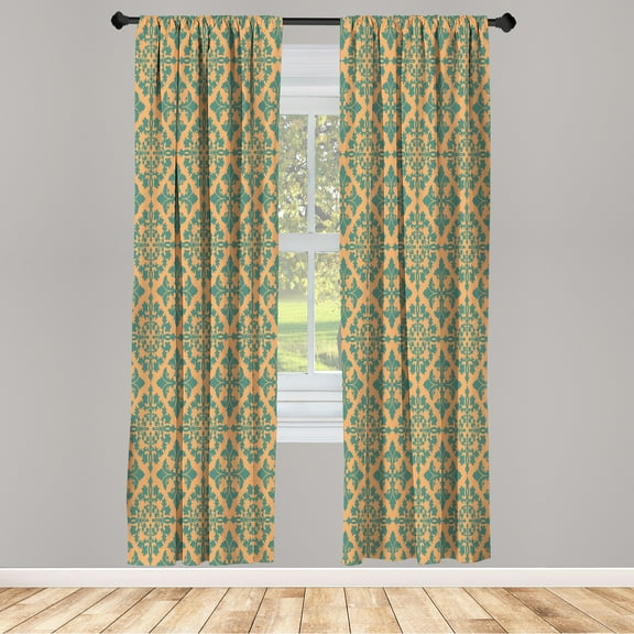 Ambesonne Curtains, Pair of 28"x84", Salmon Slate Blue