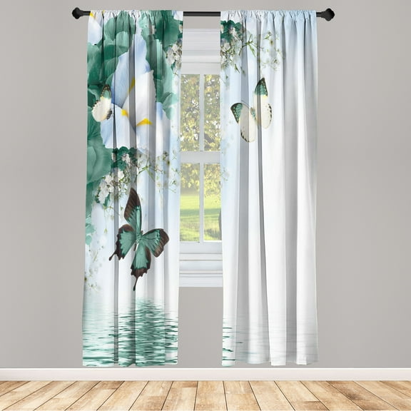 Ambesonne Curtains, Pair of 28"x84", Sea Green