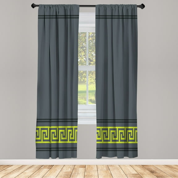 Ambesonne Curtains, Pair of 28"x84", Slate Blue and Lime Green