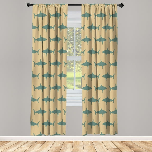 Ambesonne Curtains, Pair of 28"x84", Tan and Laurel Green