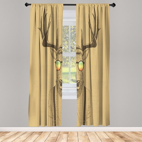 Ambesonne Curtains, Pair of 28"x84", Taupe Beige