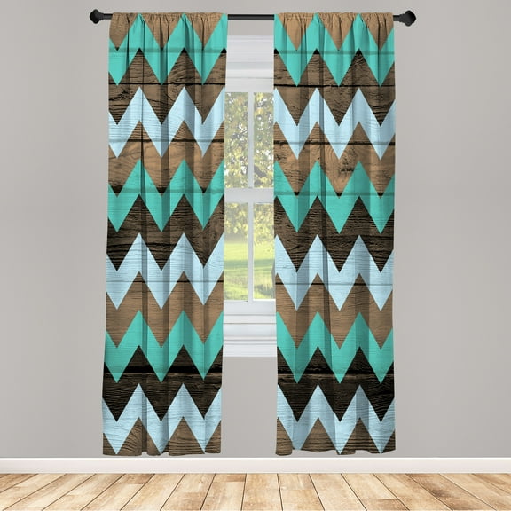 Ambesonne Curtains, Pair of 28"x84", Turquoise Camel