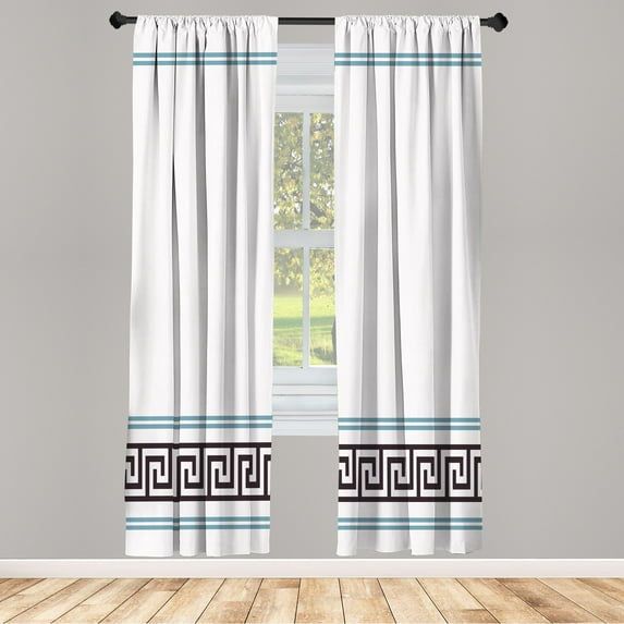Ambesonne Curtains, Pair of 28"x84", White and Blue