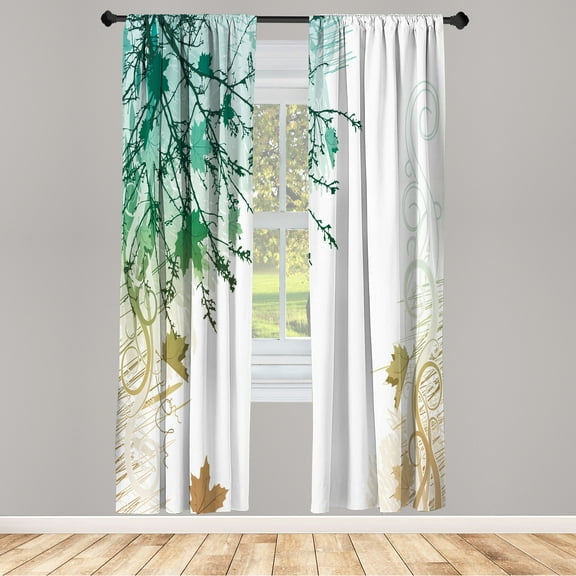 Ambesonne Curtains, Pair of 28"x95", Almond Green