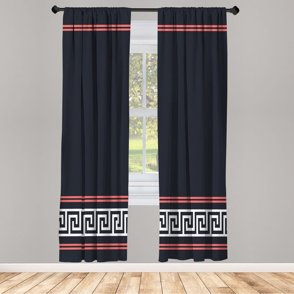 Ambesonne Curtains, Pair of 28"x95", Black Coral and White