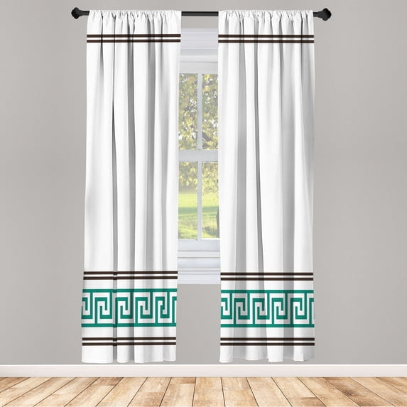 Ambesonne Curtains, Pair of 28"x95", Black White and Teal