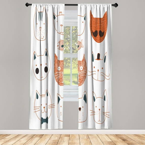 Ambesonne Curtains, Pair of 28"x95", Burnt Orange