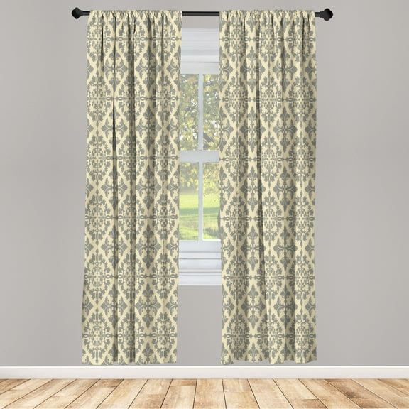 Ambesonne Curtains, Pair of 28"x95", Champagne Purpleblue