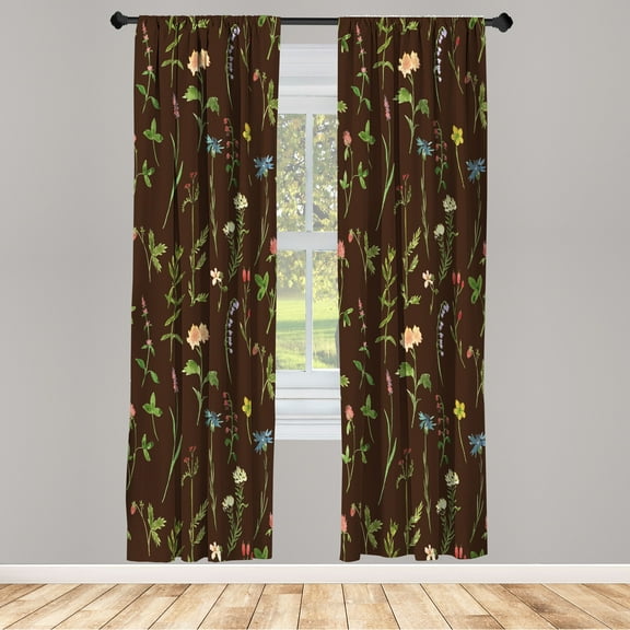 Ambesonne Curtains, Pair of 28"x95", Chocolate Tan
