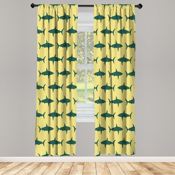 Ambesonne Curtains, Pair of 28"x95", Cream and Forest Green