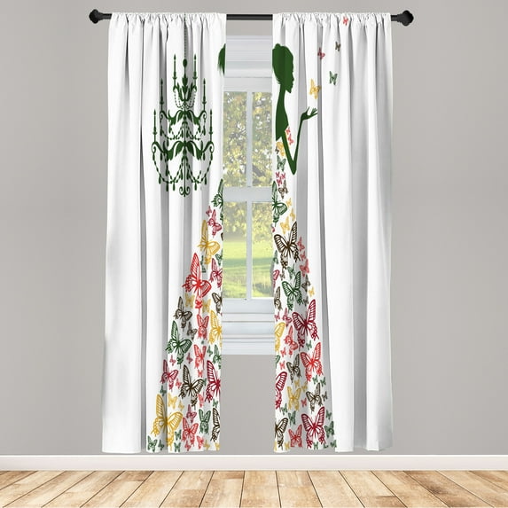 Ambesonne Curtains, Pair of 28"x95", Dark Green